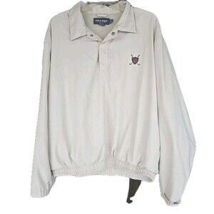 Polo Golf Ralph Lauren Jacket Mens Large Beige Pullover‎ Shield Logo Poly…